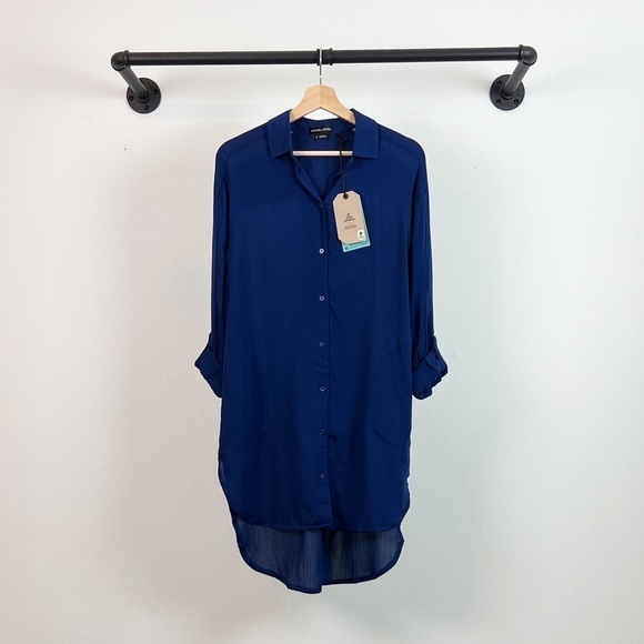 NWT Prana Scheena Button Down Tunic Top in Navy Blue - Picture 3 of 6